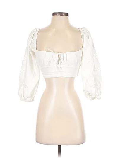 Pre-owned Zara 3/4 Sleeve Blouse In White