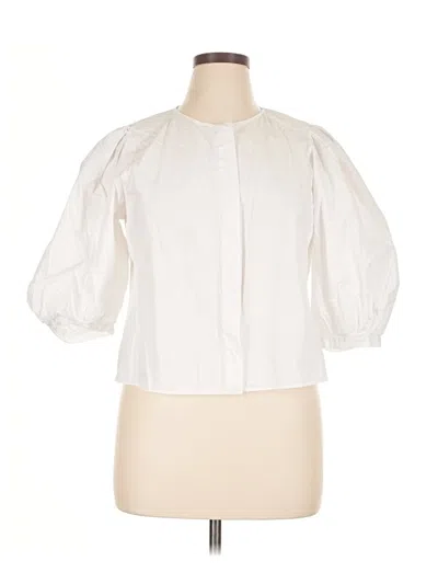 Pre-owned Zara 3/4 Sleeve Blouse In White