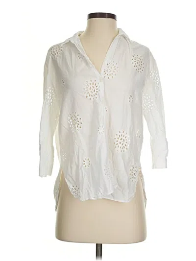 Pre-owned Zara 3/4 Sleeve Blouse In White