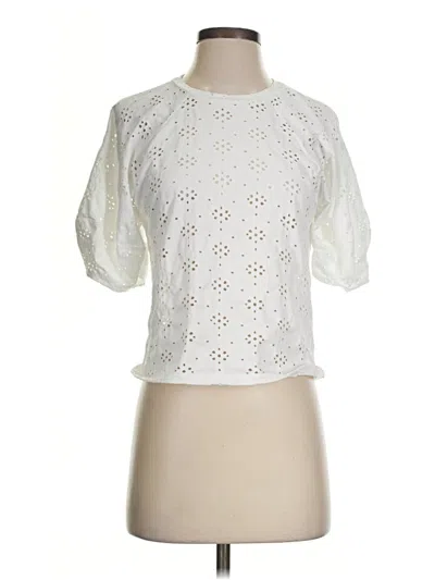 Pre-owned Zara 3/4 Sleeve Blouse In White