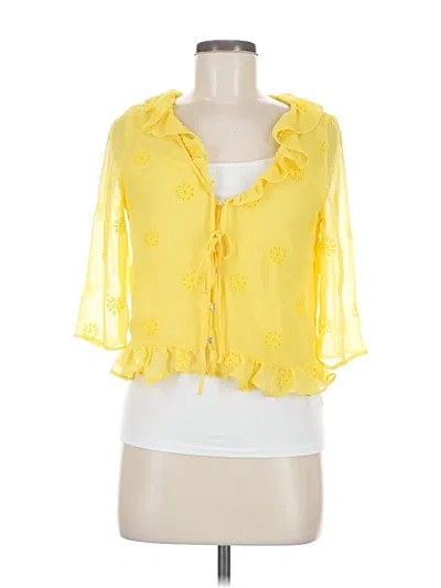 Pre-owned Zara 3/4 Sleeve Blouse In Yellow