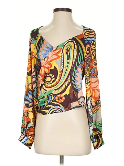 Pre-owned Zara 3/4 Sleeve Blouse In Yellow