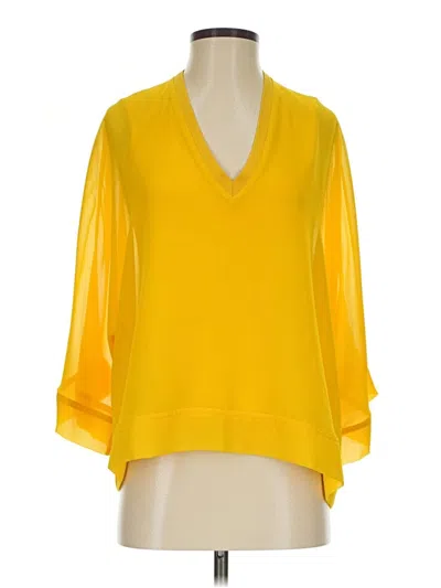 Pre-owned Zara 3/4 Sleeve Blouse In Yellow