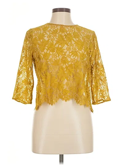 Pre-owned Zara 3/4 Sleeve Blouse In Yellow