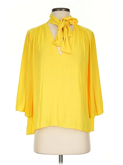 Pre-owned Zara 3/4 Sleeve Blouse In Yellow