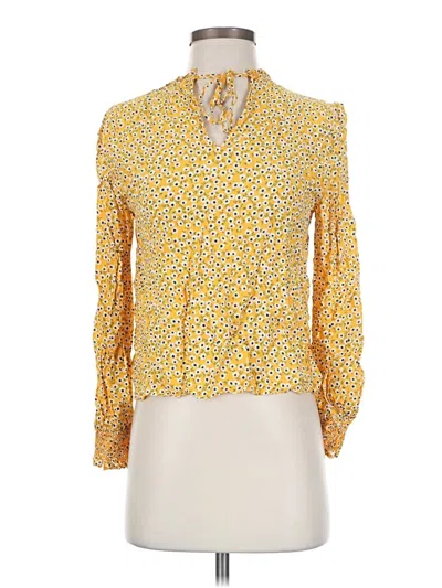 Pre-owned Zara 3/4 Sleeve Blouse In Yellow