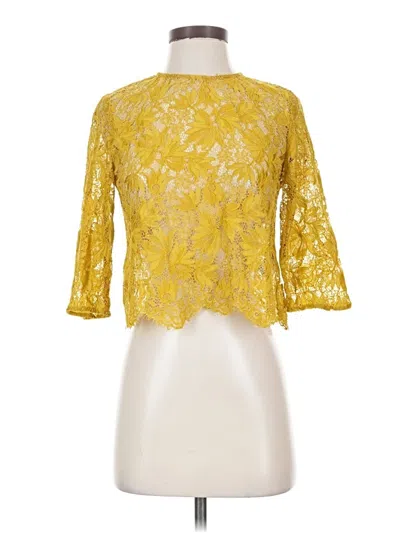 Pre-owned Zara 3/4 Sleeve Blouse In Yellow