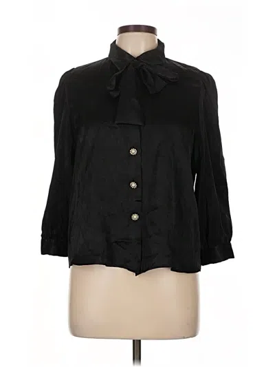 Pre-owned Zara 3/4 Sleeve Button Down Shirt In Black