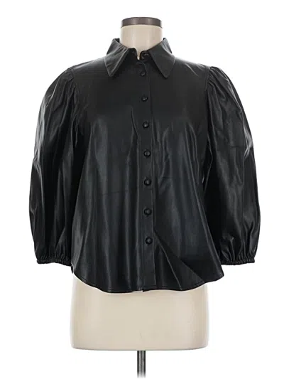 Pre-owned Zara 3/4 Sleeve Button Down Shirt In Black