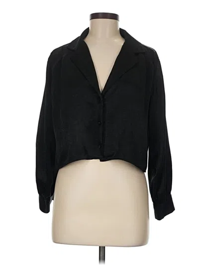 Pre-owned Zara 3/4 Sleeve Button Down Shirt In Black