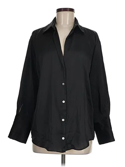 Pre-owned Zara 3/4 Sleeve Button Down Shirt In Black