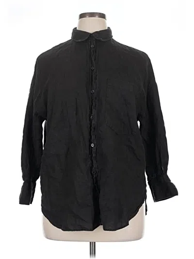 Pre-owned Zara 3/4 Sleeve Button Down Shirt In Black