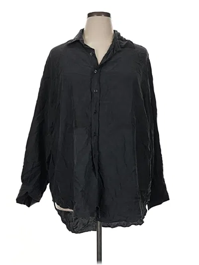 Pre-owned Zara 3/4 Sleeve Button Down Shirt In Black
