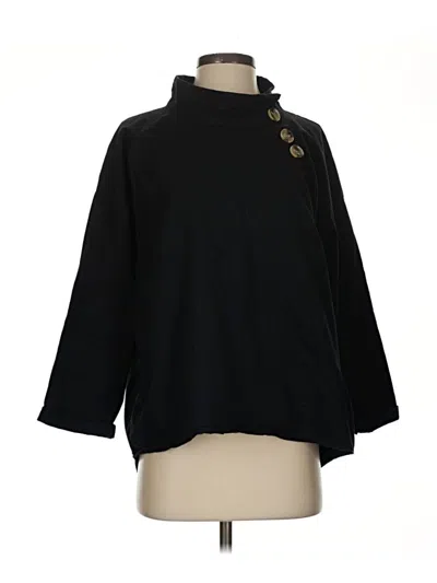 Pre-owned Zara 3/4 Sleeve Button Down Shirt In Black