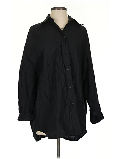 Pre-owned Zara 3/4 Sleeve Button Down Shirt In Black