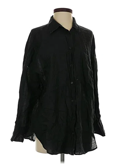 Pre-owned Zara 3/4 Sleeve Button Down Shirt In Black