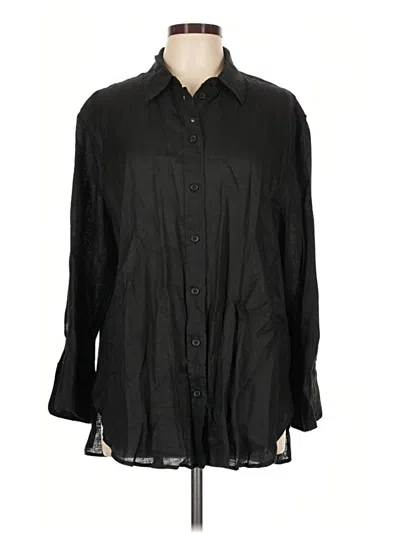 Pre-owned Zara 3/4 Sleeve Button Down Shirt In Black