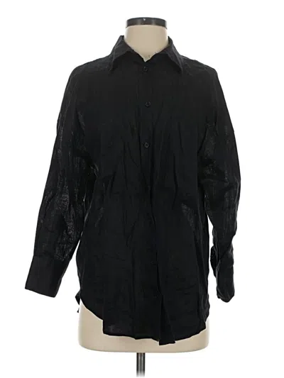 Pre-owned Zara 3/4 Sleeve Button Down Shirt In Black