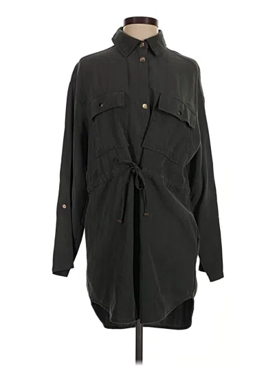 Pre-owned Zara 3/4 Sleeve Button Down Shirt In Black