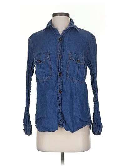 Pre-owned Zara 3/4 Sleeve Button Down Shirt In Blue