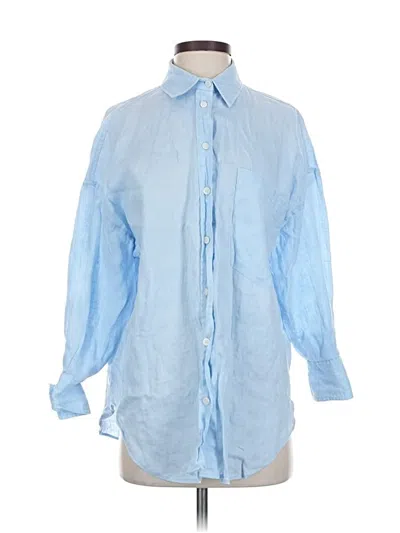 Pre-owned Zara 3/4 Sleeve Button Down Shirt In Blue