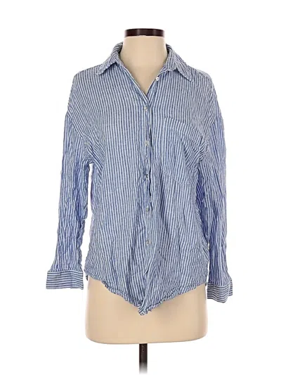 Pre-owned Zara 3/4 Sleeve Button Down Shirt In Blue
