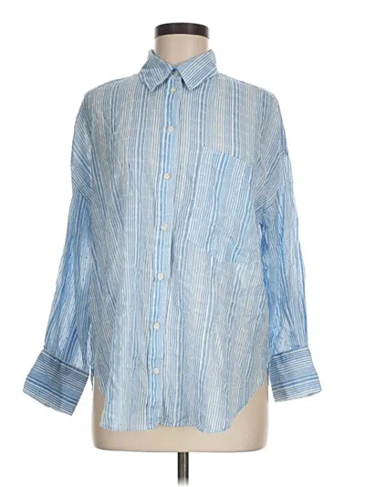 Pre-owned Zara 3/4 Sleeve Button Down Shirt In Blue