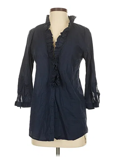 Pre-owned Zara 3/4 Sleeve Button Down Shirt In Blue