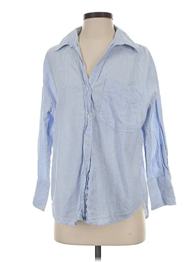 Pre-owned Zara 3/4 Sleeve Button Down Shirt In Blue