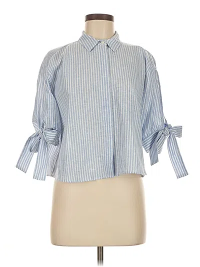 Pre-owned Zara 3/4 Sleeve Button Down Shirt In Blue