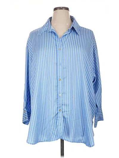 Pre-owned Zara 3/4 Sleeve Button Down Shirt In Blue