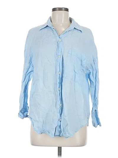Pre-owned Zara 3/4 Sleeve Button Down Shirt In Blue