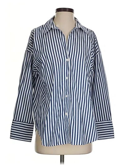 Pre-owned Zara 3/4 Sleeve Button Down Shirt In Blue