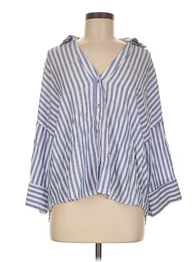 Pre-owned Zara 3/4 Sleeve Button Down Shirt In Blue