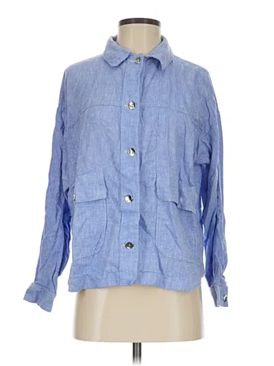 Pre-owned Zara 3/4 Sleeve Button Down Shirt In Blue