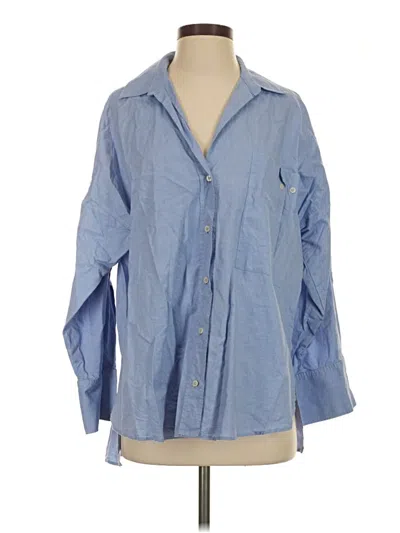 Pre-owned Zara 3/4 Sleeve Button Down Shirt In Blue