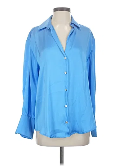 Pre-owned Zara 3/4 Sleeve Button Down Shirt In Blue