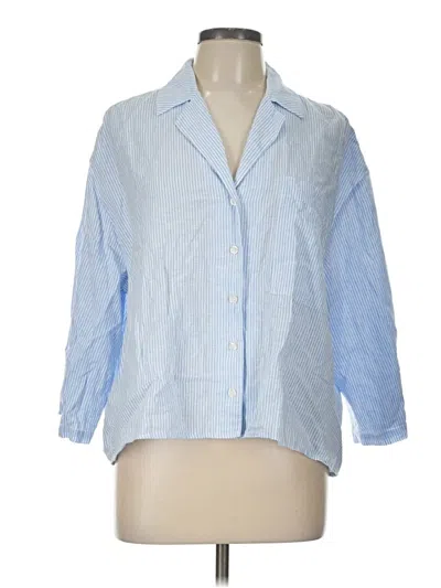 Pre-owned Zara 3/4 Sleeve Button Down Shirt In Blue