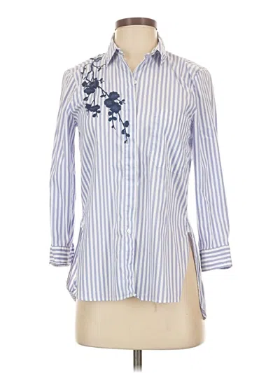 Pre-owned Zara 3/4 Sleeve Button Down Shirt In Blue