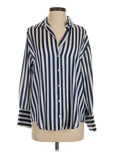 Pre-owned Zara 3/4 Sleeve Button Down Shirt In Blue