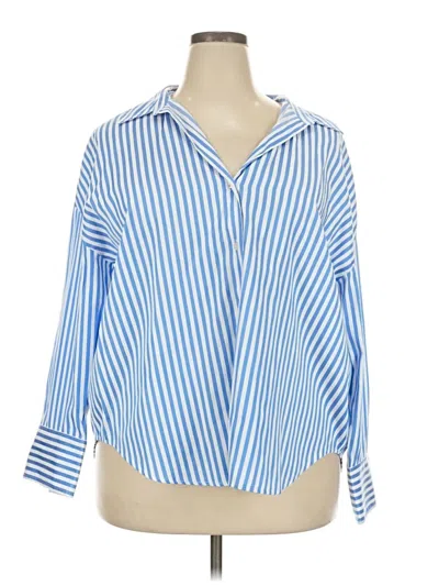 Pre-owned Zara 3/4 Sleeve Button Down Shirt In Blue