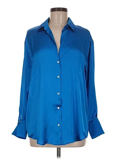 Pre-owned Zara 3/4 Sleeve Button Down Shirt In Blue