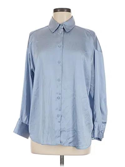 Pre-owned Zara 3/4 Sleeve Button Down Shirt In Blue