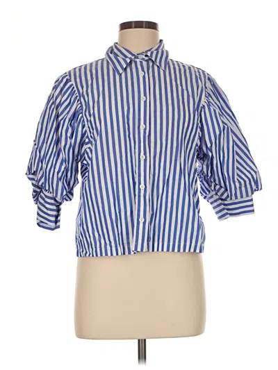 Pre-owned Zara 3/4 Sleeve Button Down Shirt In Blue
