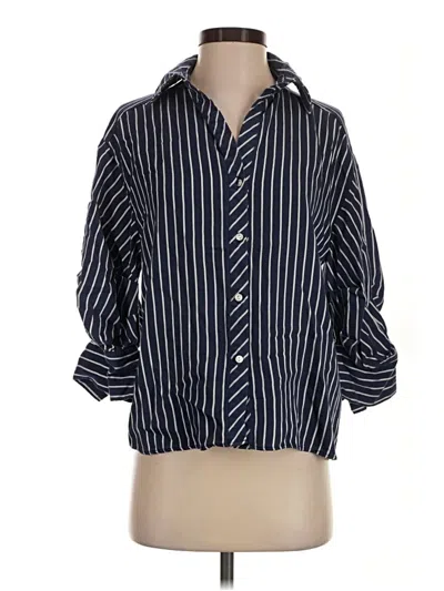 Pre-owned Zara 3/4 Sleeve Button Down Shirt In Blue