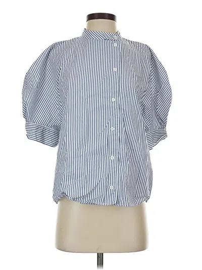 Pre-owned Zara 3/4 Sleeve Button Down Shirt In Blue