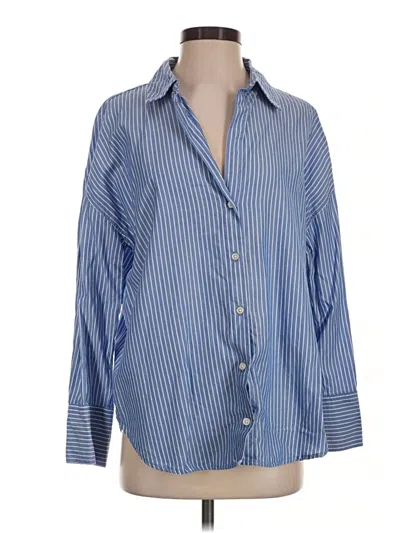 Pre-owned Zara 3/4 Sleeve Button Down Shirt In Blue
