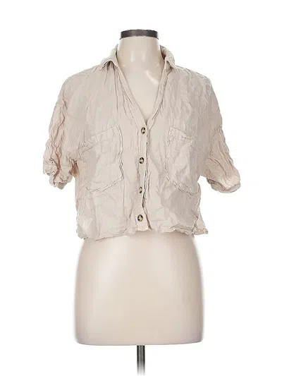 Pre-owned Zara 3/4 Sleeve Button Down Shirt In Brown