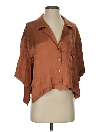 Pre-owned Zara 3/4 Sleeve Button Down Shirt In Brown
