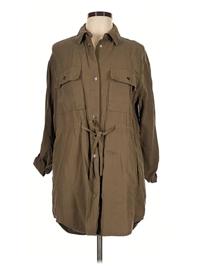 Pre-owned Zara 3/4 Sleeve Button Down Shirt In Brown